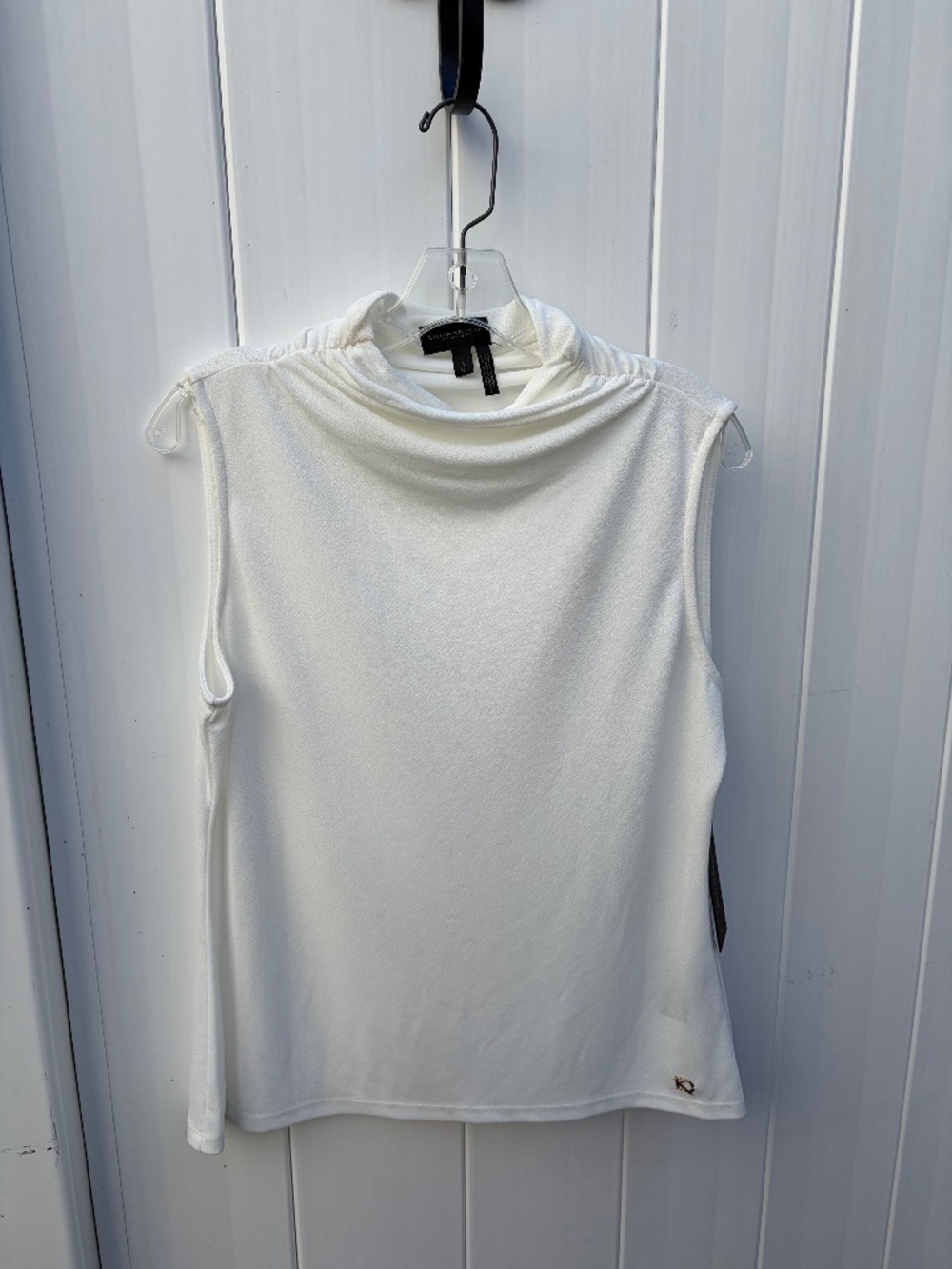 Donna Karan New York Mock Neck Shell, Cream, Size L